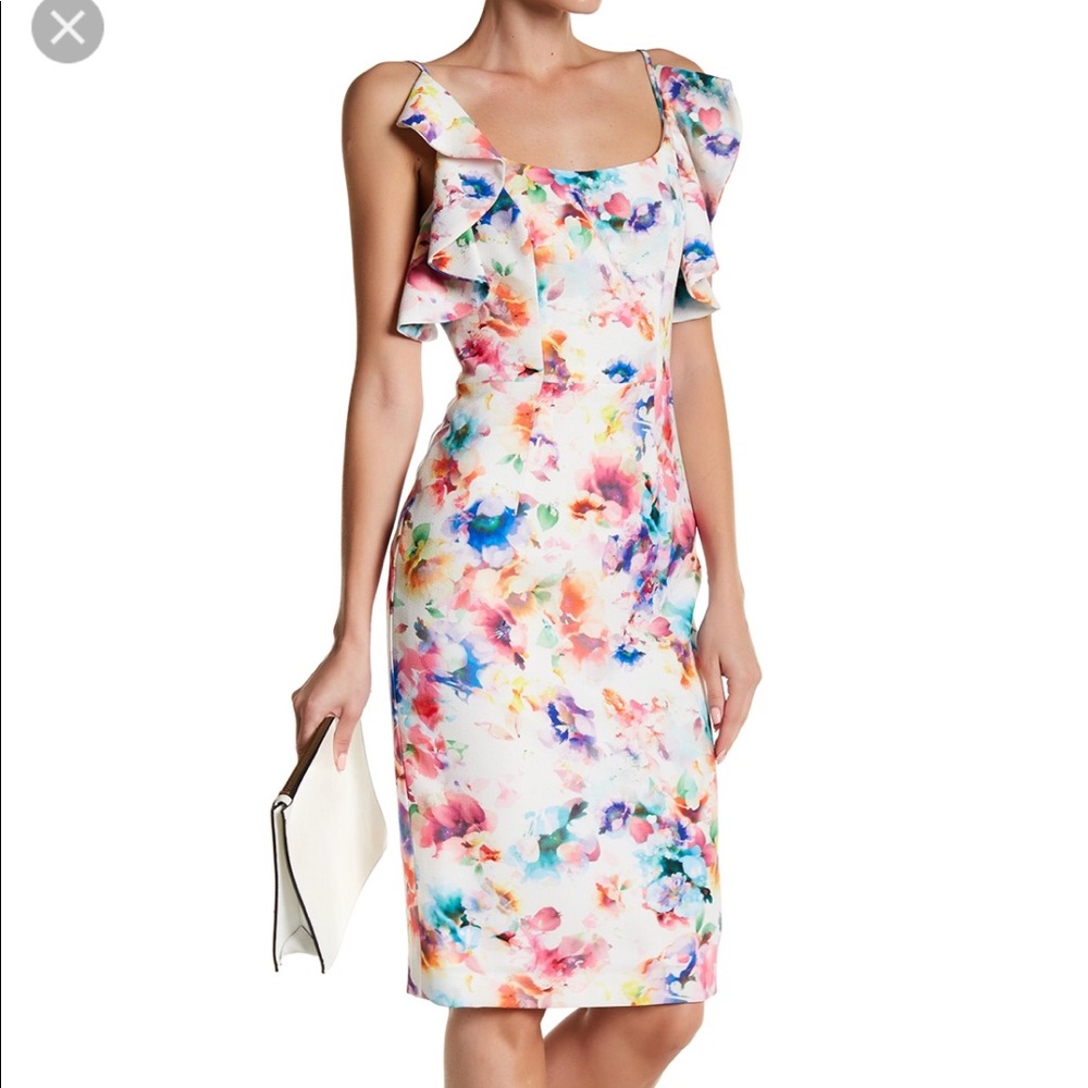 {BLACK HALO} watercolor floral dress sz. 2